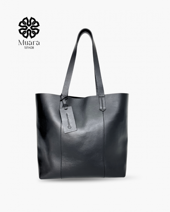 MUARA BAG - LEATHER - REBBECA TOTEBAG BLACK