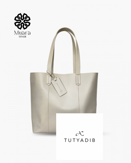 MUARA BAG - LEATHER - REBBECA TOTEBAG IVORY