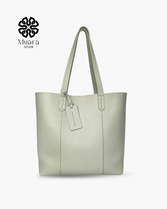MUARA BAG - LEATHER - REBBECA TOTEBAG SAGE GREEN