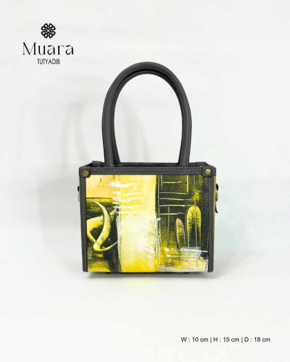 MUARA BAG - PAINTING ABSTRACT SERIES - MINI HANDBAG - GREY